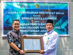 PT Berkat Cipta Logistik Resmi Kantongi Sertifikat Halal Logistik
