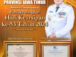 Pemprov Jatim Raih Dua Penghargaan di Puncak Peringatan Hari Kearsipan ke-53 Tahun 2024