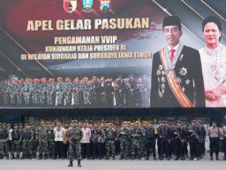 Kepala Staf Korem 084/Bhaskara Jaya Pimpin Apel Gelar Pasukan Pengamanan VVIP Kunker Presiden