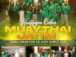 Kontingen Cabor Muaythai Jatim Juara Umum PON XXI Aceh-Sumut