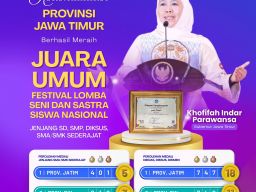 Jatim Juara Umum FLS3N 2025, Gubernur Khofifah: Pelajar Jatim Kreatif Inovatif dan Tangguh