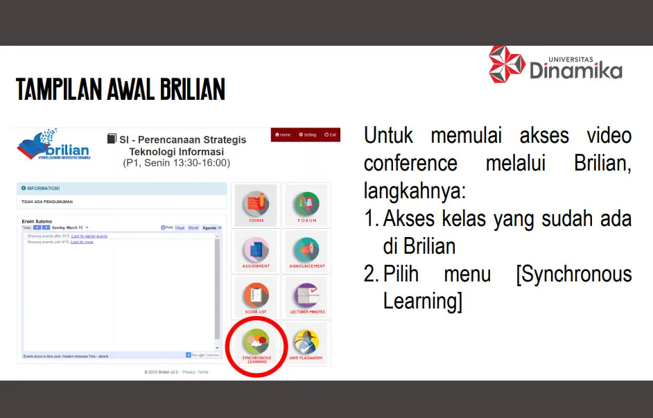 Universitas Dinamika Ubah Kuliah Tatap Muka Melalui Aplikasi Brilian