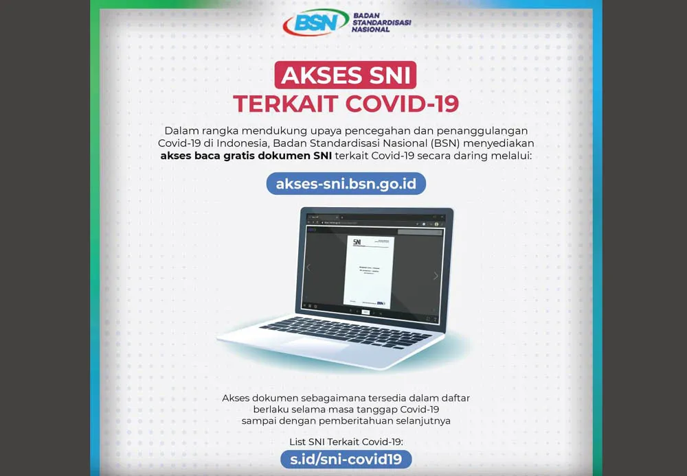 BSN Beri Akses Gratis Dokumen SNI dan ISO  Terkait  Corona