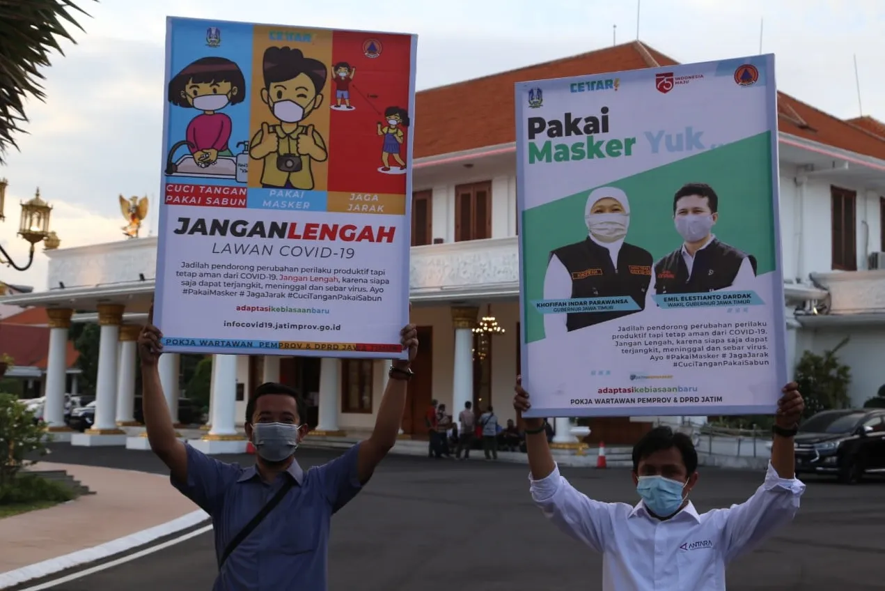 Bersama Wartawan, BPBD Jatim Sosialisasi Protokol Kesehatan Covid-19