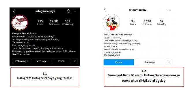 Sempat Dibobol, Ini  Instagram Resmi Baru Untag Surabaya