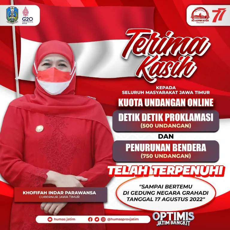 Masyarakat Bisa Ikuti Upacara HUT Kemerdekaan di Gedung Grahadi 