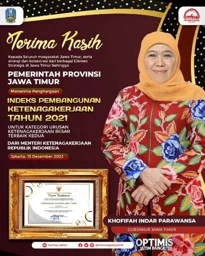 Langkah Gubernur Khofifah Perluas Kesempatan Kerja Berbuah Penghargaan IPK