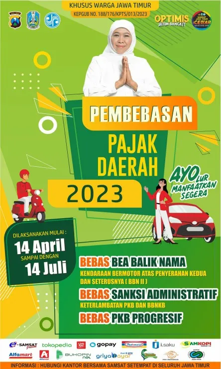 Gubernur Khofifah Berlakukan Pemutihan Pajak Kendaraan Bermotor