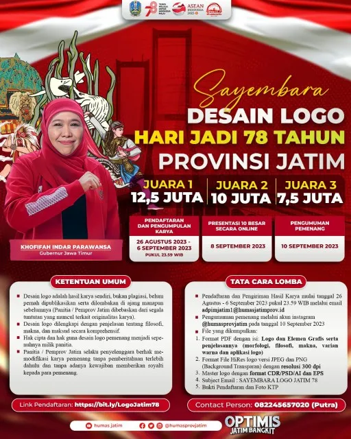 Ayo Ikuti, Pemprov Jatim Gelar Lomba Desain Logo Hari Jadi ke-78