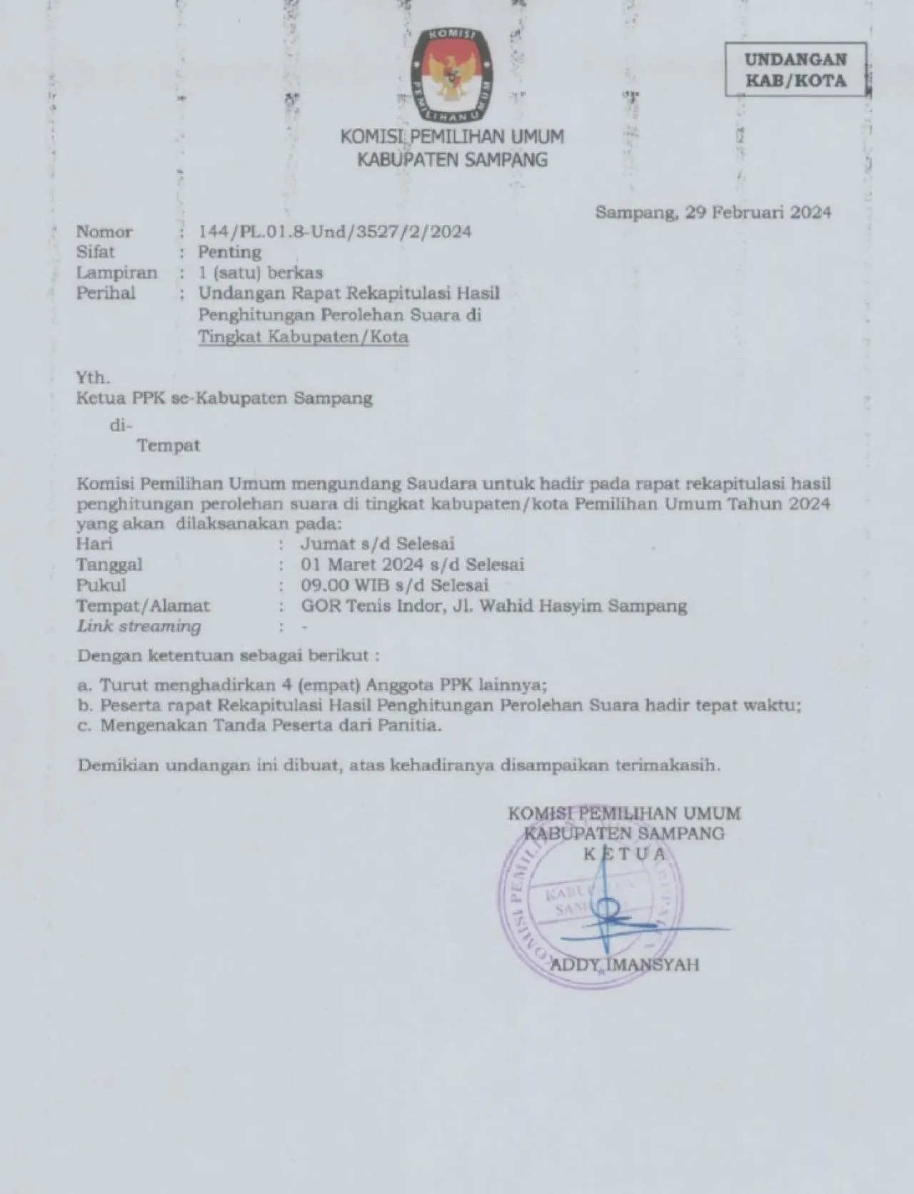 PPK Tak Diijinkan Hadir di Pembukaan Rekapitulasi Pemilu 2024, Kok Aneh!
