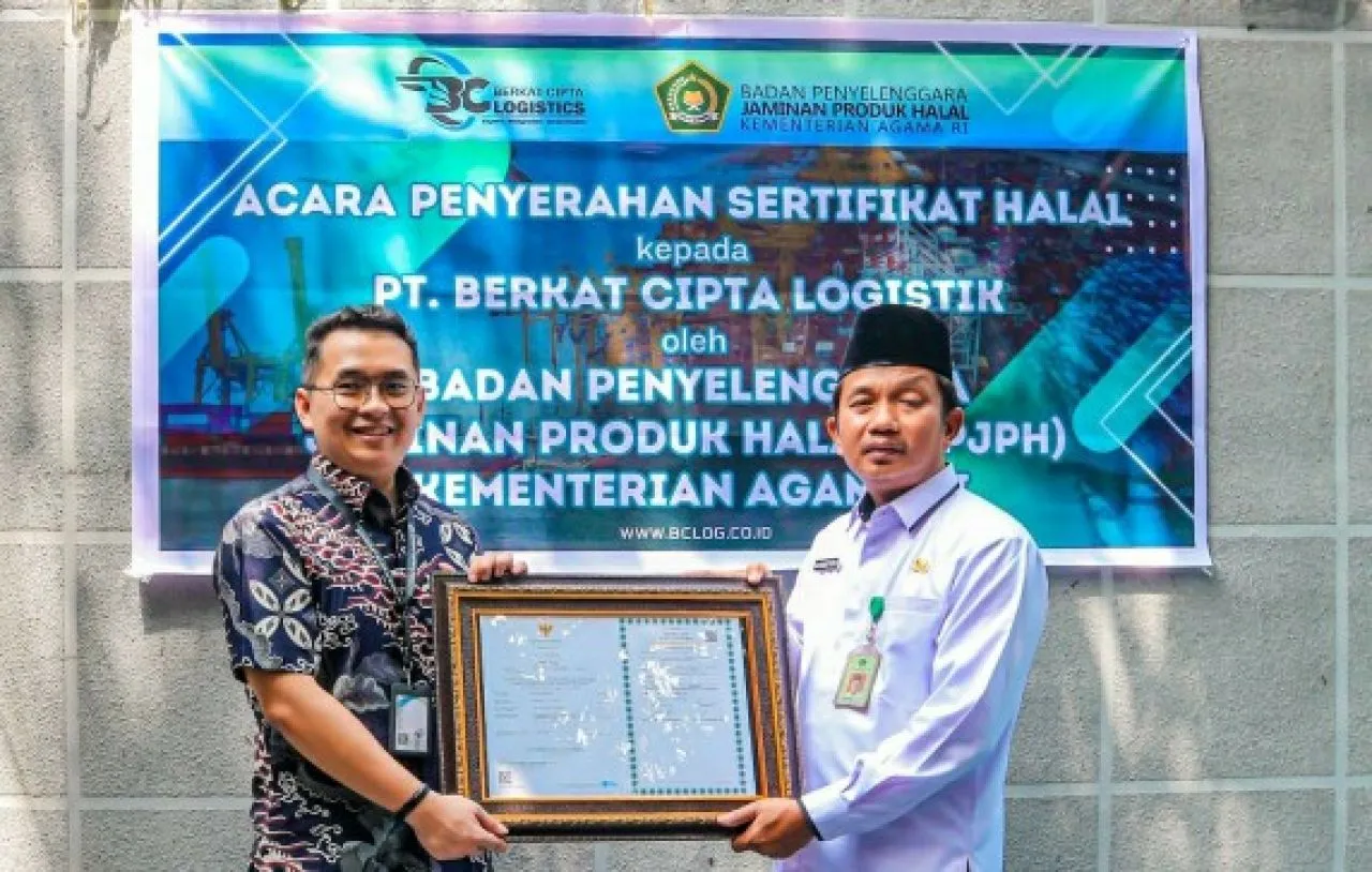 PT Berkat Cipta Logistik Resmi Kantongi Sertifikat Halal Logistik