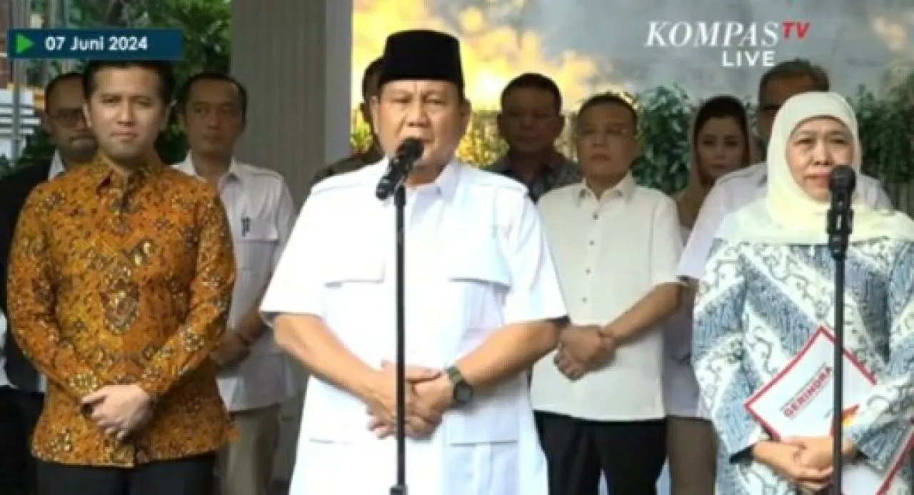 Prabowo Dukung Pasangan Khofifah - Emil di Pilgub Jatim 2024
