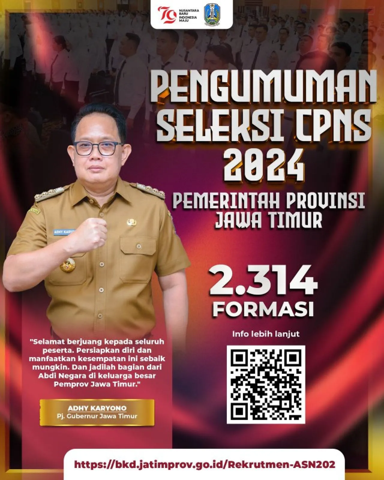 Pemprov Jatim Buka Seleksi CPNS 2.314 Formasi