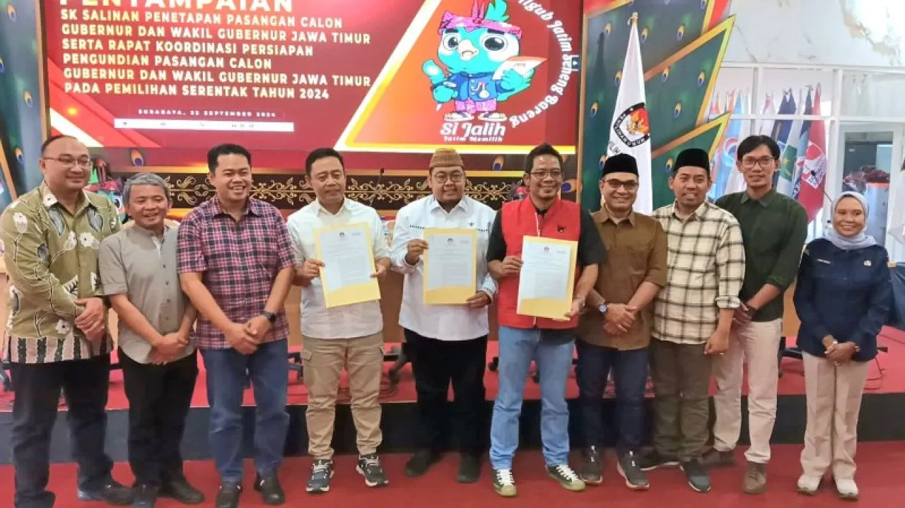 KPU Jatim Tetapkan Tiga Pasangan Calon di Pilgub Jatim 2024