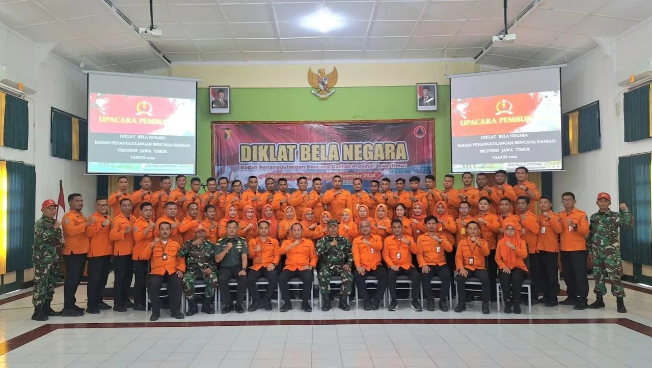 Tingkatkan Jiwa Korsa Pegawai, BPBD Jatim Gandeng Rindam V/Brawijaya Gelar Diklat Bela Negara