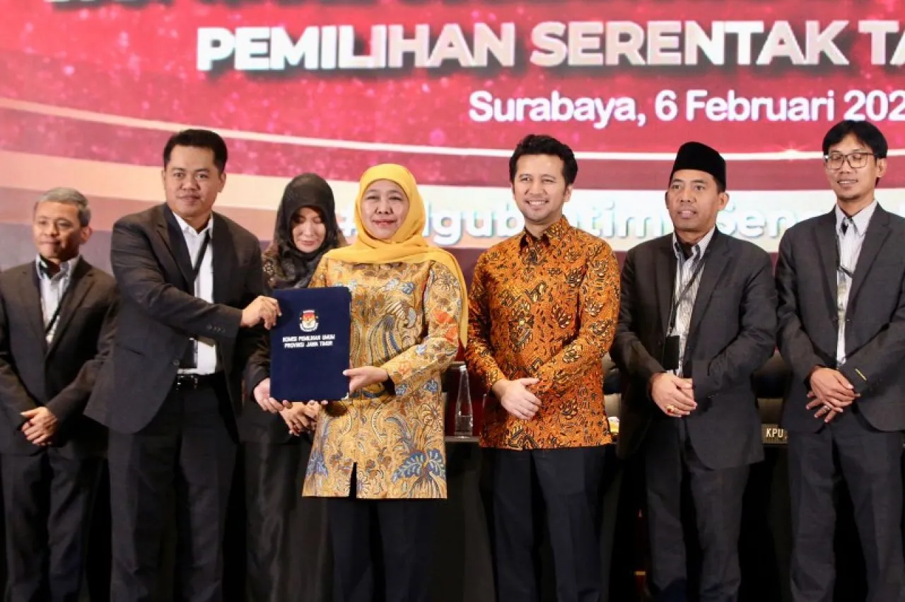 KPU Jatim Tetapkan Khofifah-Emil Pemenang Pilgub Jatim 2024
