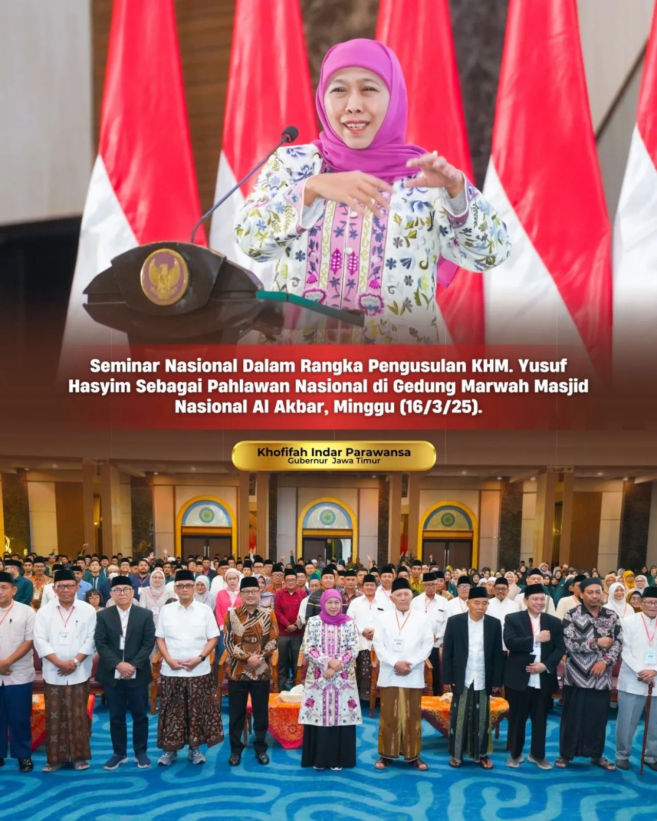 Gubernur Khofifah Sebut KH M Yusuf Hasyim Pejuang Sejati, Dukung Pengusulan Sebagai Pahlawan Nasional