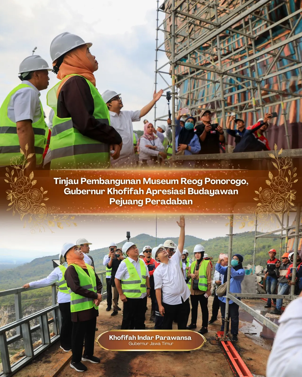 Tinjau Pembangunan Museum Peradaban Reog Ponorogo, Gubernur Khofifah Apresiasi Budayawan Pejuang Peradaban