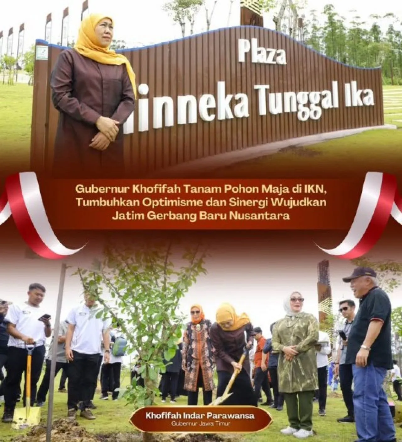 Gubernur Khofifah Tanam Pohon Maja di IKN, Simbol Optimisme dan Sinergi Wujudkan Jatim Gerbang Baru Nusantara