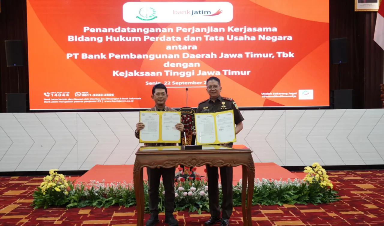 Bank Jatim dan Kejati Jatim Tandatangani Perjanjian Kerja Sama