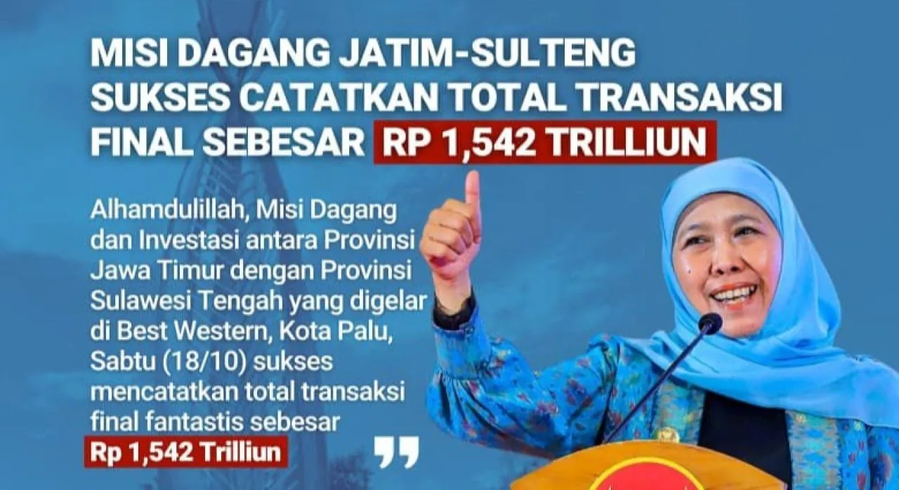 Gubernur Khofifah Sukses Pimpin Misi Dagang Jatim Sulteng, Transaksi Tembus Rp 1,542 Triliun