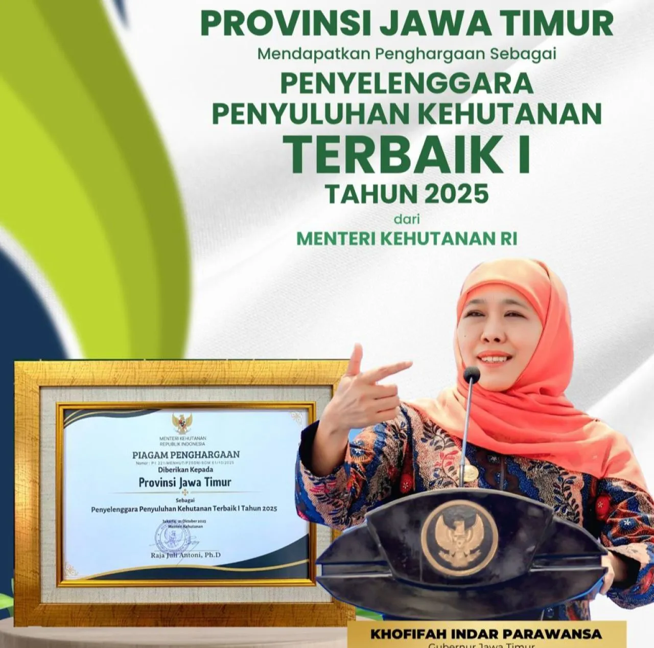 Raih Penghargaan Penyuluhan Kehutanan Terbaik Nasional, Gubernur Khofifah Apresiasi Penyuluh Kehutanan