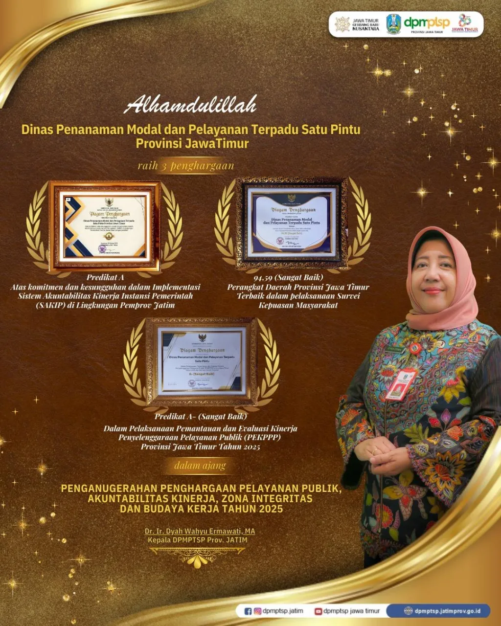 DPM PTSP Provinsi Jatim Borong Penghargaan Pelayanan Publik 2025