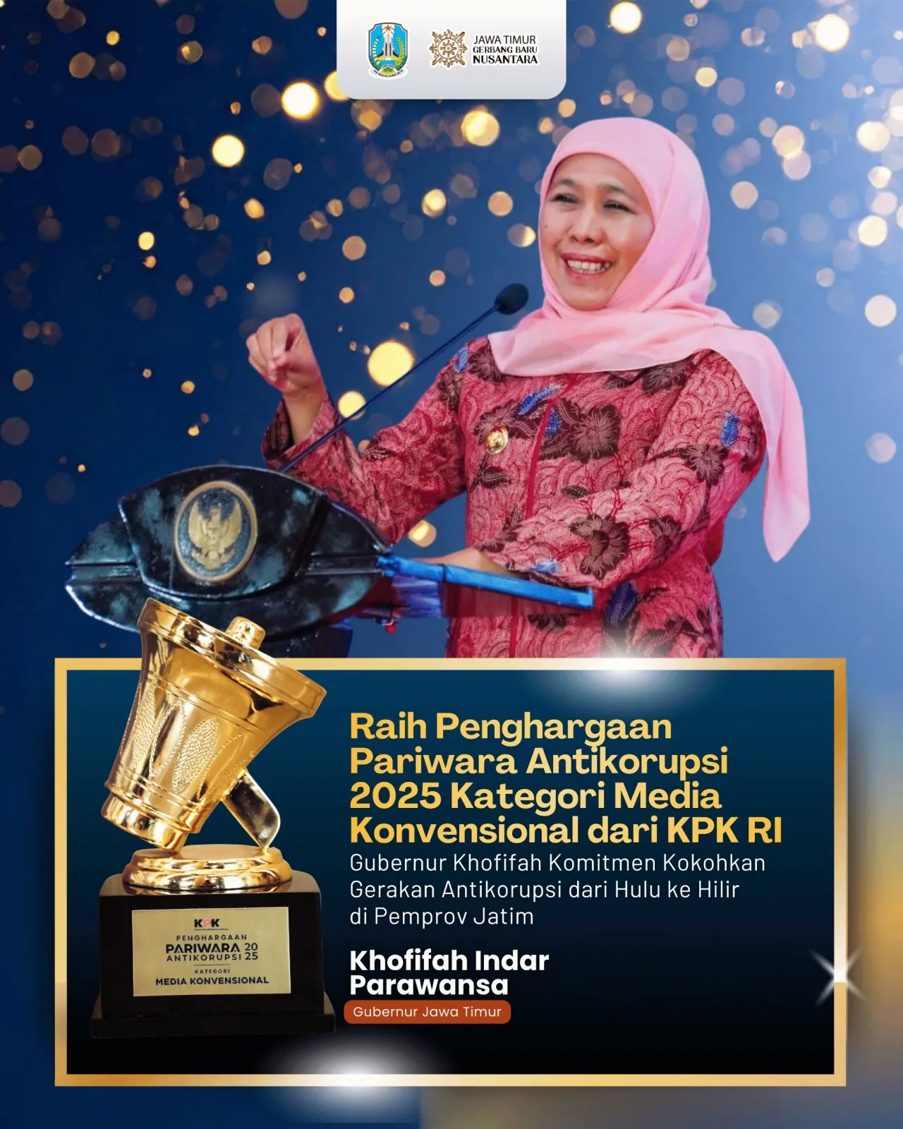 Pemprov Jatim Raih Penghargaan Pariwara Anti Korupsi 2025 dari KPK RI