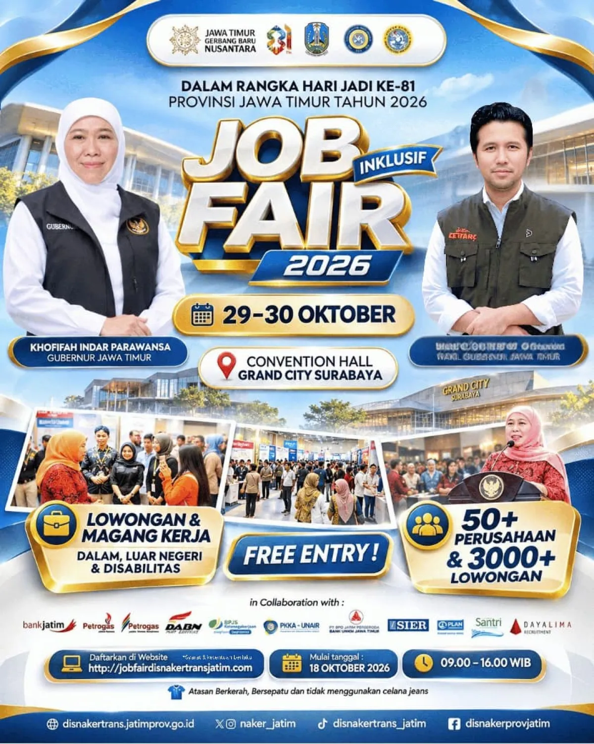 Gubernur Khofifah Ajak Masyarakat Manfaatkan Job Fair Inklusif 2026
