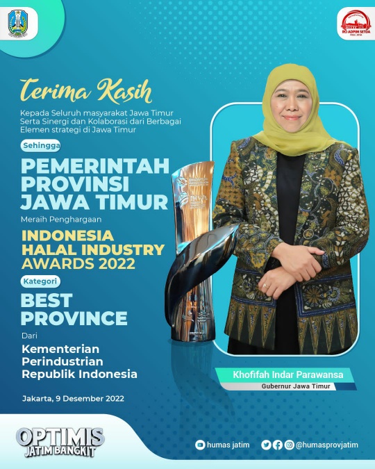 Pemprov Jatim Raih Penghargaan Indonesia Halal Industry Awards 2022